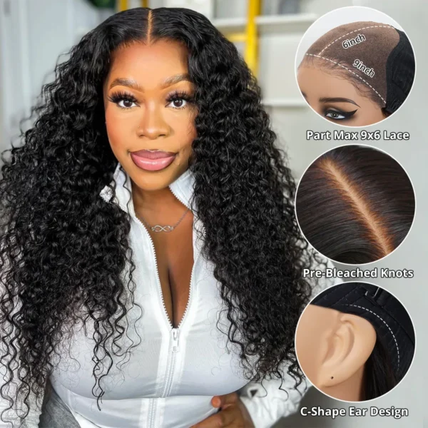 Curly Hair 22 inch black, liss Wigs 13×4 Glueless HD Lace Closure Wigs for Black Women Curly Human hair Wigs 180% Density - Image 4