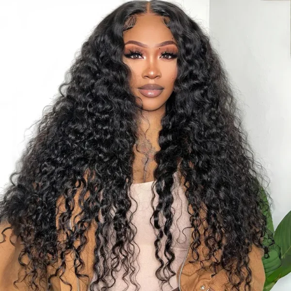 Curly Hair 22 inch black, liss Wigs 13×4 Glueless HD Lace Closure Wigs for Black Women Curly Human hair Wigs 180% Density - Image 3